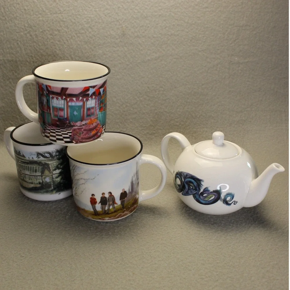 LitJoy Magical Collection Harry Potter Tea Set White Dragon Teapot 3 Mugs Wizard